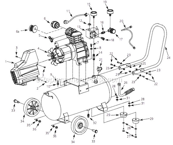Page A Diagram and Parts List for HX4001 2006 Campbell Hausfeld Compressor